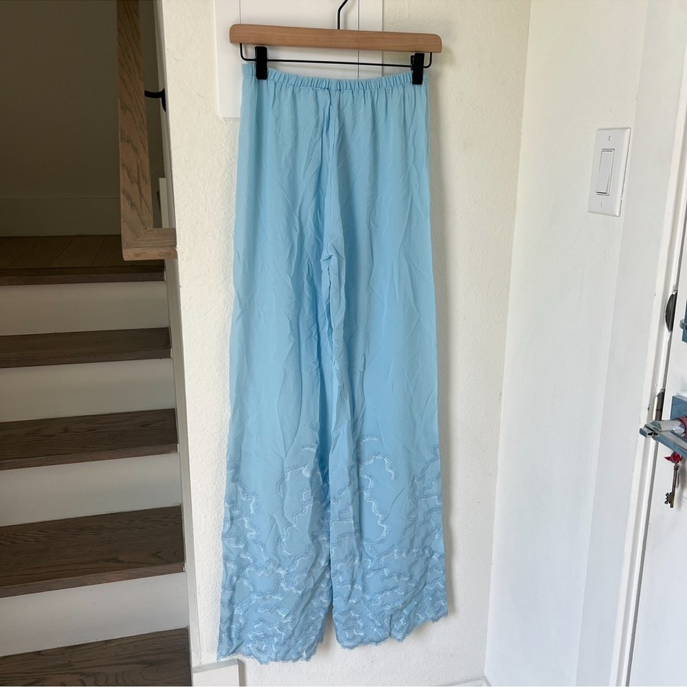 NWT La Perla Blue and Silver Pajamas with Elegant Embroidery - Picture 3 of 6